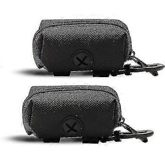 2 Pcs Dog Poop Bag Dispenser, Durable Fabric with Hook Loop, Easy Bag Access for Walking Running Hiking, Fits Leash Belt Backpack