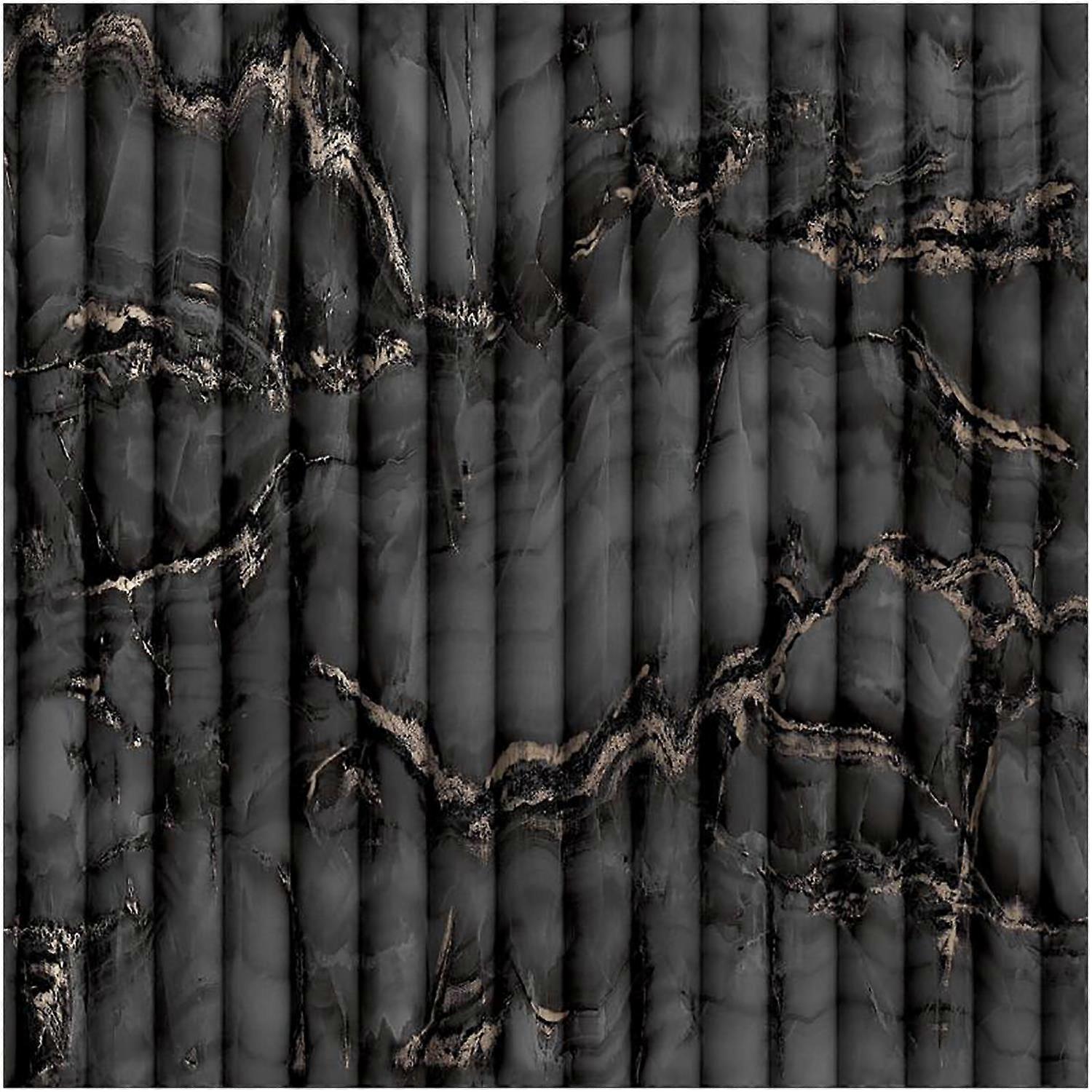 Fluted Marble Charcoal Wallpaper