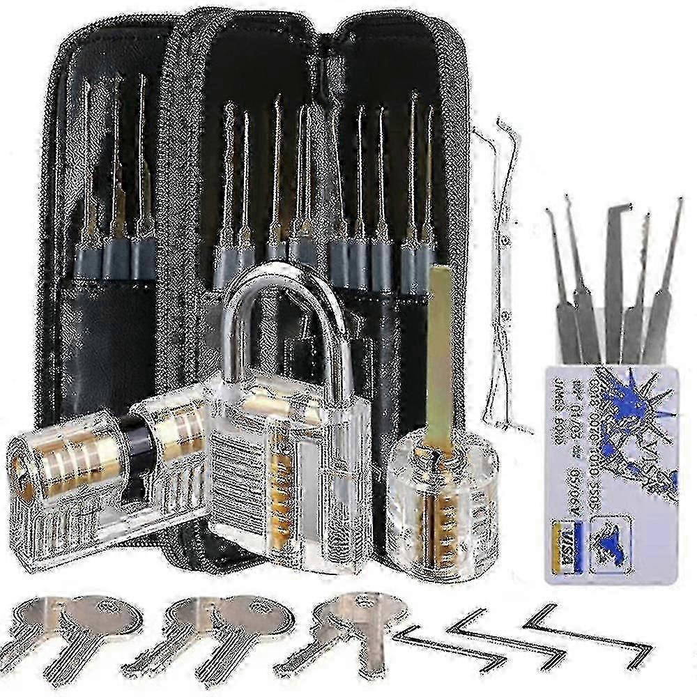 30-piece Lock Picking Kit 3 Transparent Practice Locks For Beginners And Locksmith Training