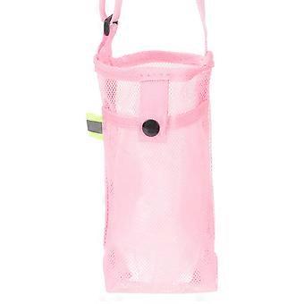 Water Bottle Carrier Nylon Bag for Storage 3Pcs Pink Mesh Design