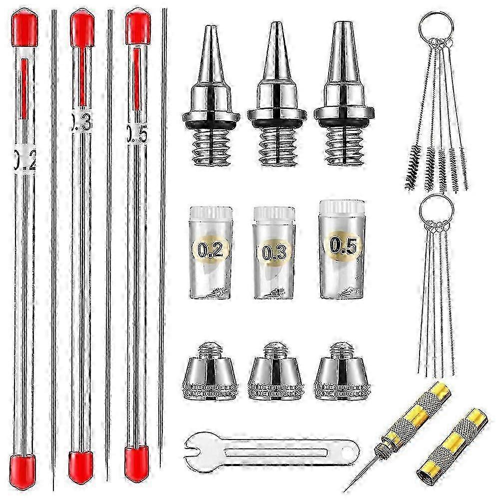 21pcs Airbrush Nozzle Cap & Needle Replacement Cleaning Kit