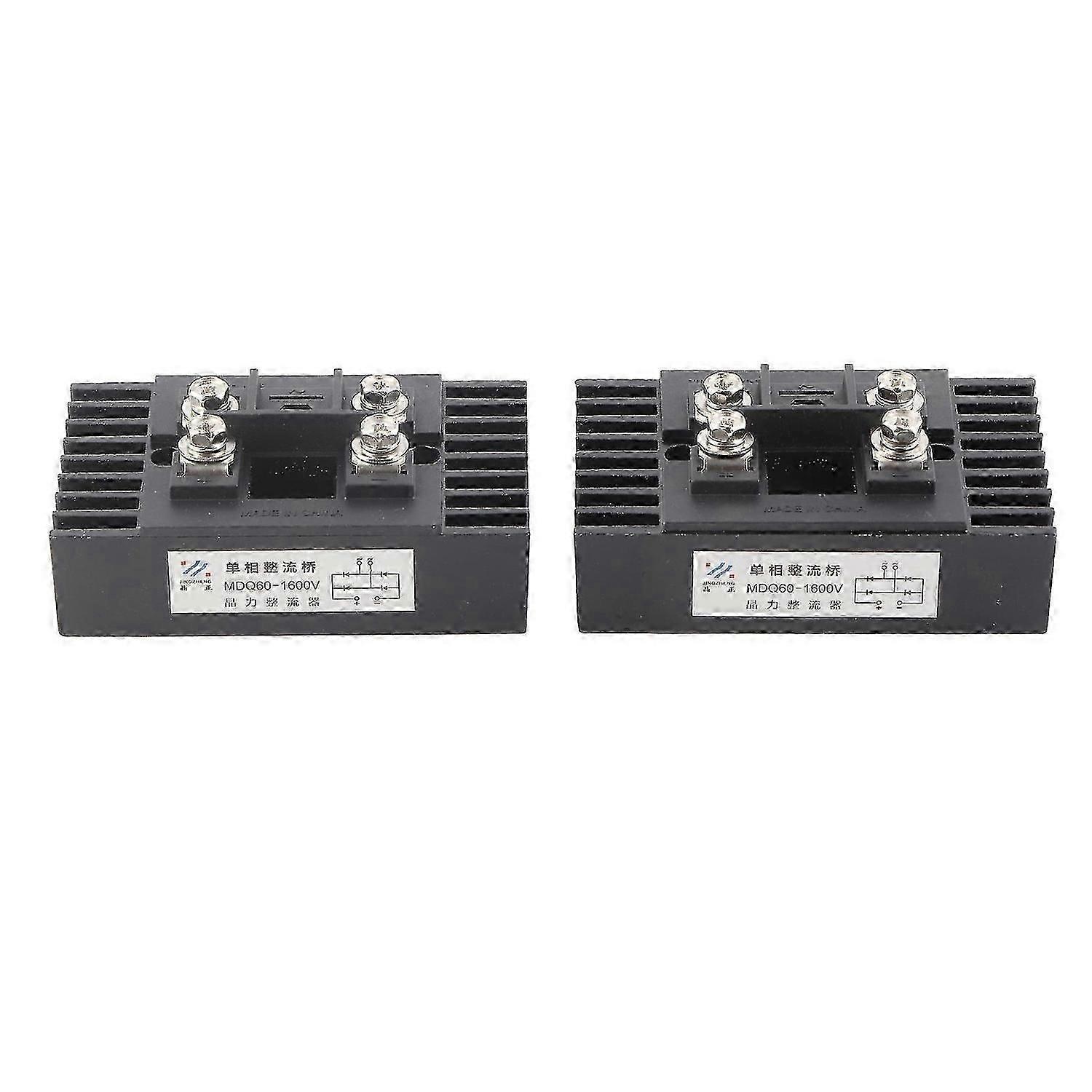 2 Pcs Bridge Rectifier MDQ60A 1600V Isolated Mounting Base Current Diode Module Rectifier with Heat Sink