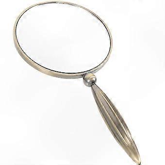 Women's Makeup Handheld Mirror with Handle, Vintage Lightweight Metal Single-Sided, Portable Compact, Delicate Retro Style.