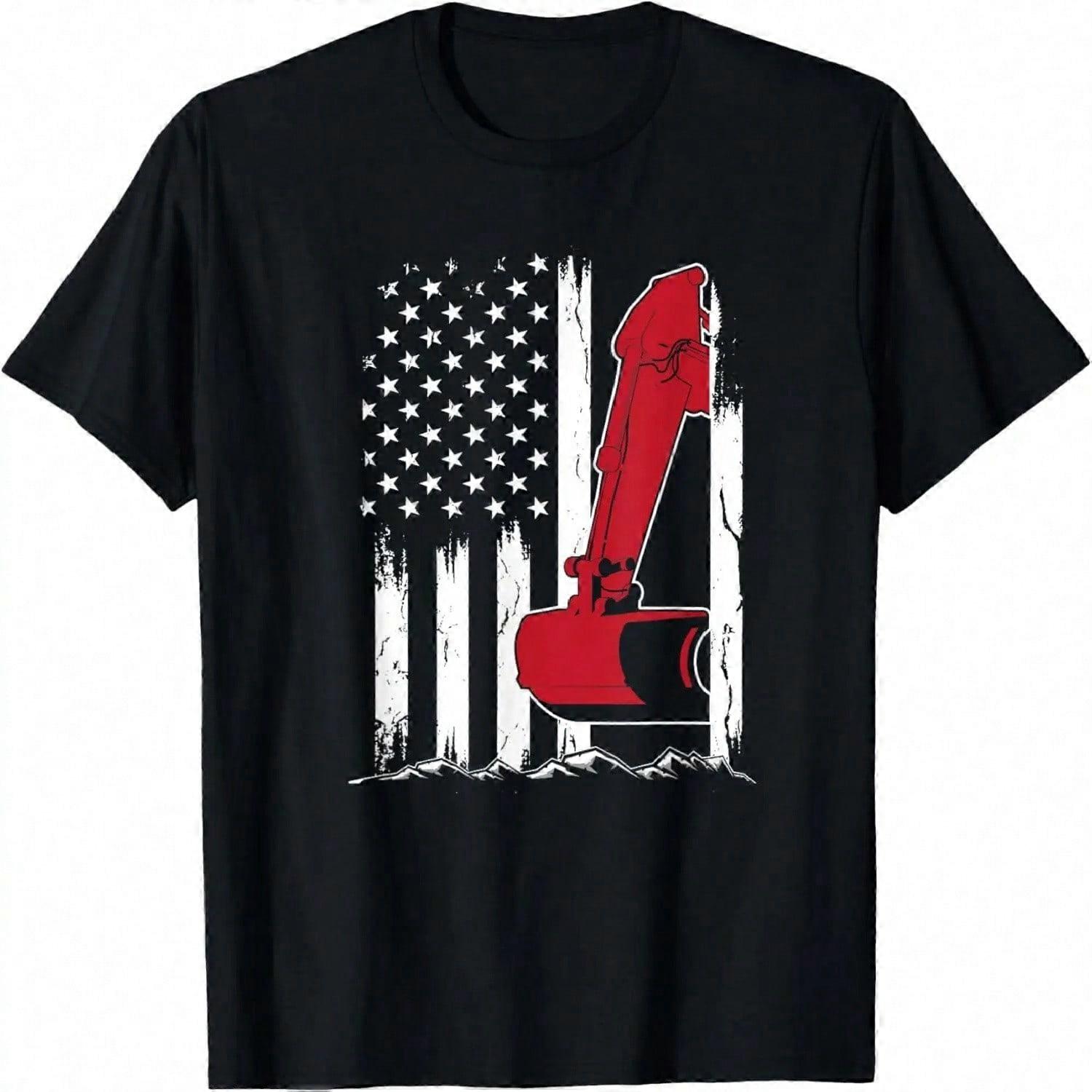 US Flag Excavator T-Shirt