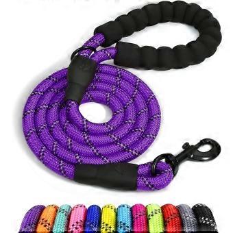Dog Rope, Nylon Dog Leash With Soft Padded Handle And Reflective Threads, 150cm X 1.2cm, Purple 652.