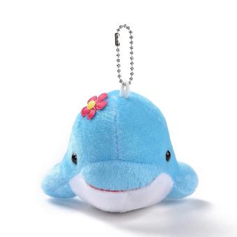 12pcs PP  Mini Animal Plush  Dolphin  Decoration with Ball Chain Deep Sky Blue 131mm
