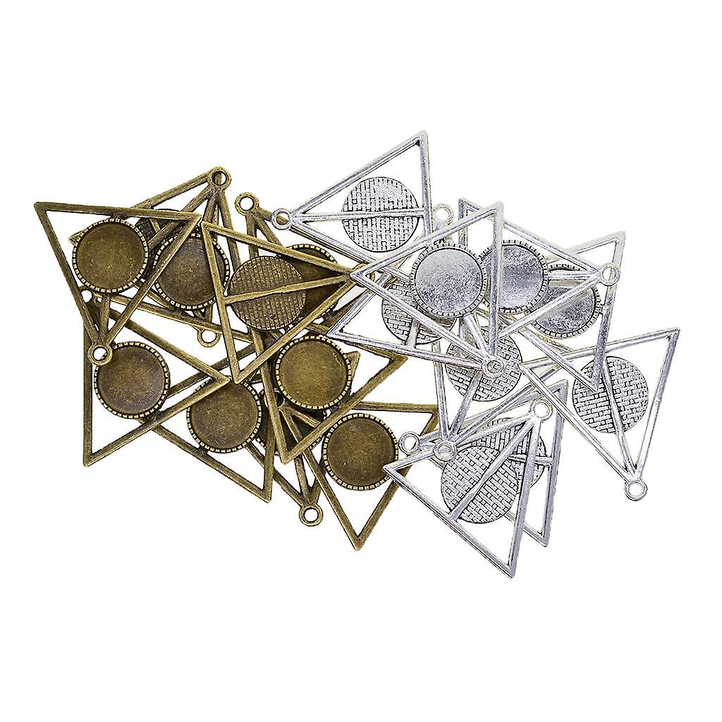 20 x Tibetan Silver Triangle Blank round Bezel Base Mixed