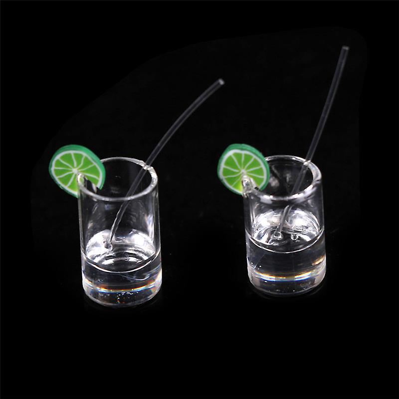 2pcs Dollhouse Mini Lemon Water Cup Dollhouse Toy Mini Decor 1:12