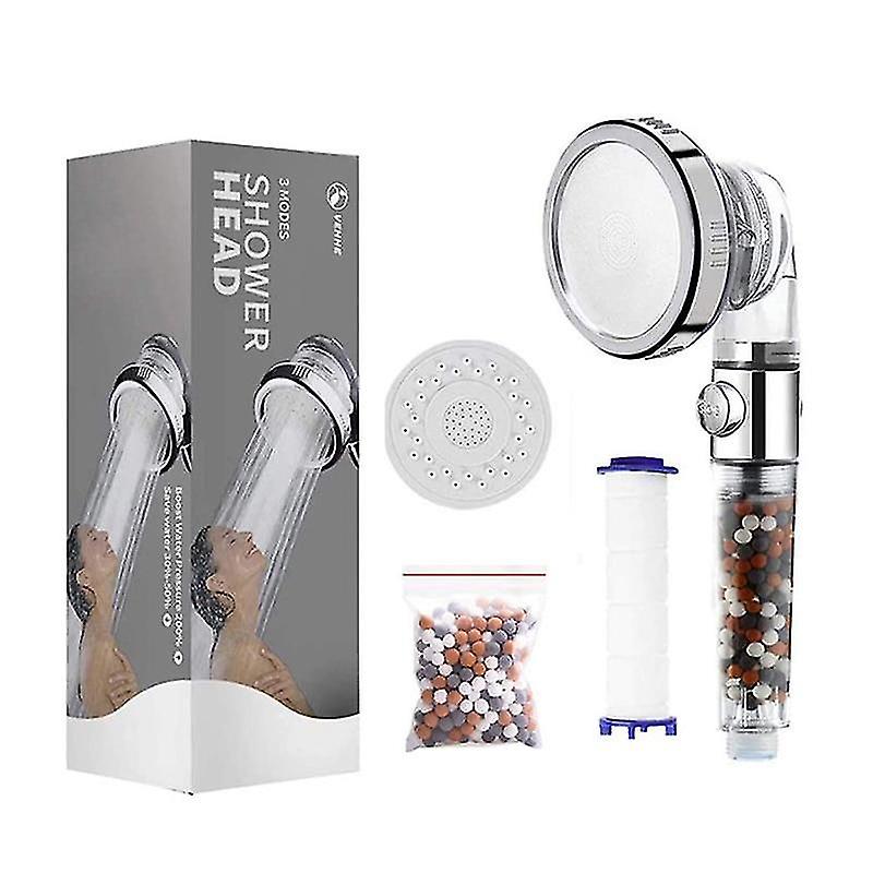 3-modes Adjustable, One-button Water Stop With Anion Filter Ball, Shower Head