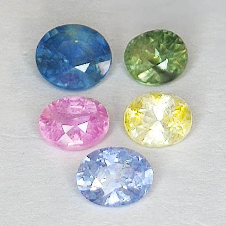 2.88ct Sapphire Multicolor Oval Cut 5.6x4.9mm 5pc awo42