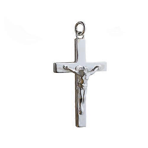 Silver 40x25mm solid block Crucifix Cross