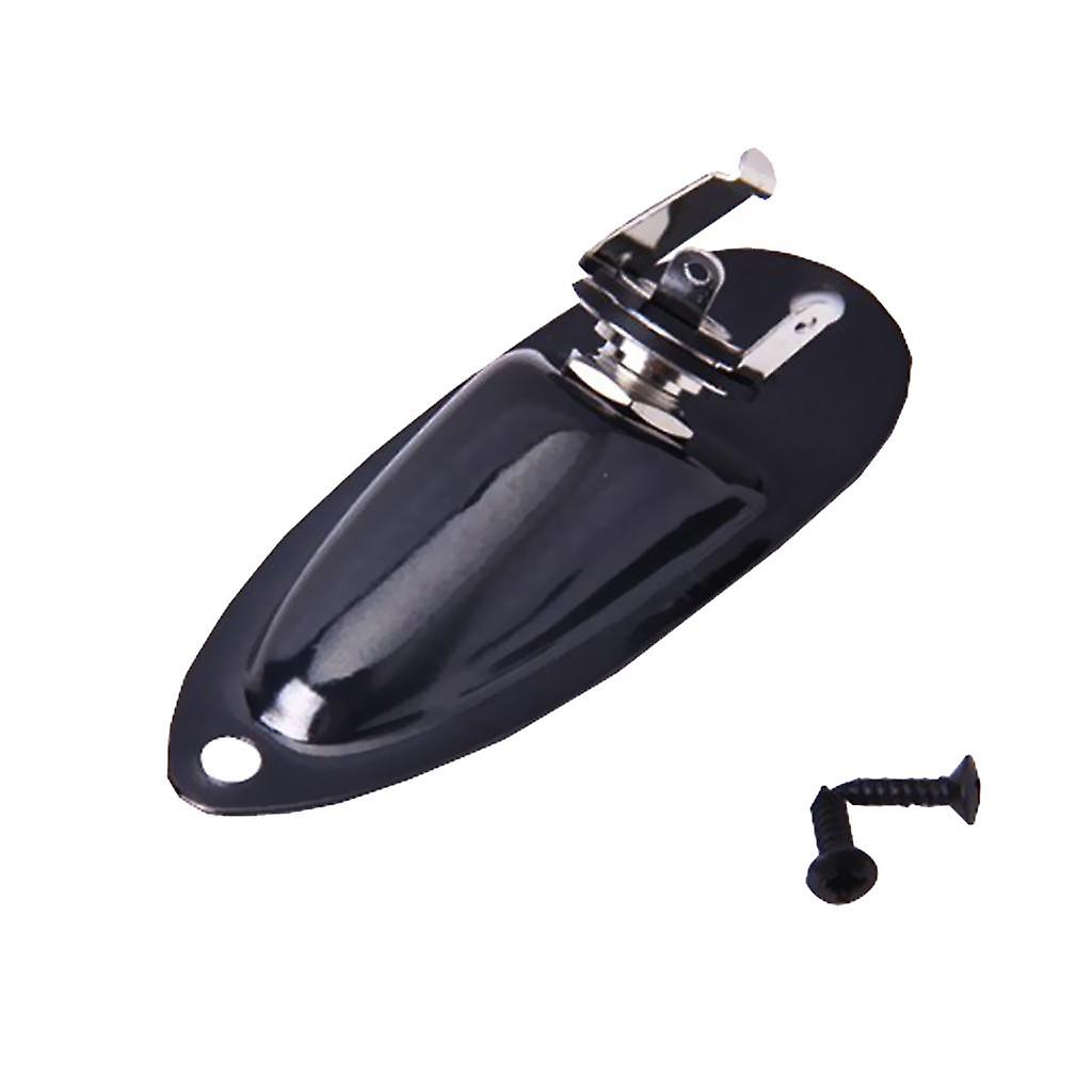 Black Boat-Style Plate Electric Guitar Input Output Jack