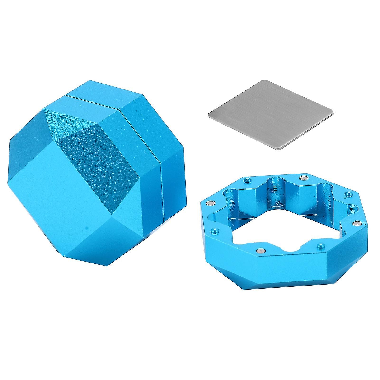 Billiard Chalk Holder Magnetic Pool Cue Chalk Box Portable Octagon Three Layer Cue Tip Carrier Caseblue