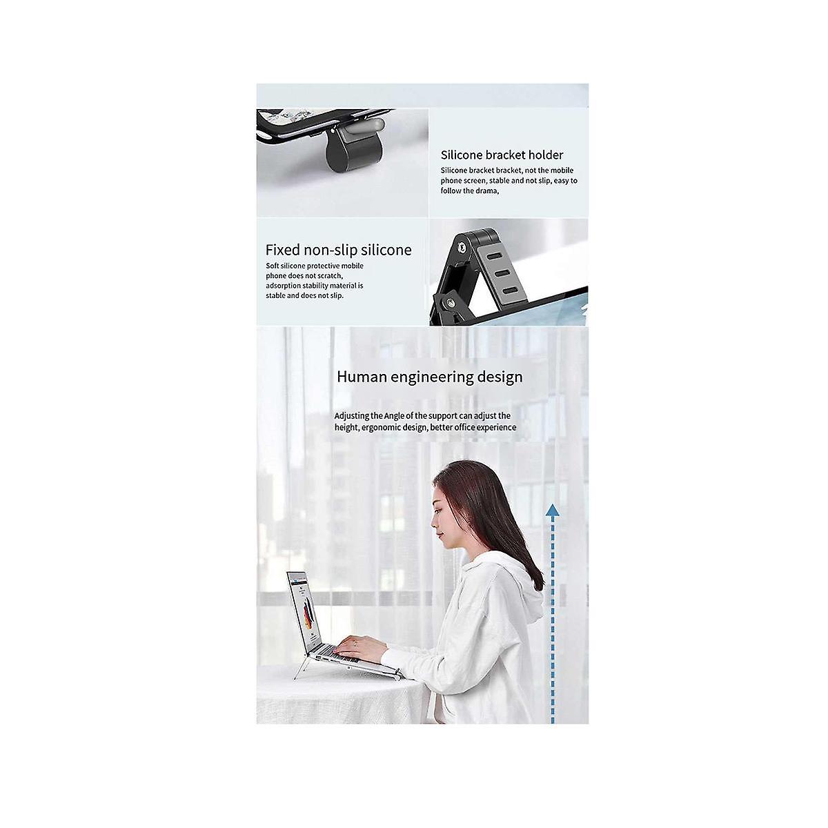 Laptop Stand for Desk, Adjustable Ergonomic Portable Laptop Holder, 3-In-1 Portable Storage Stand G