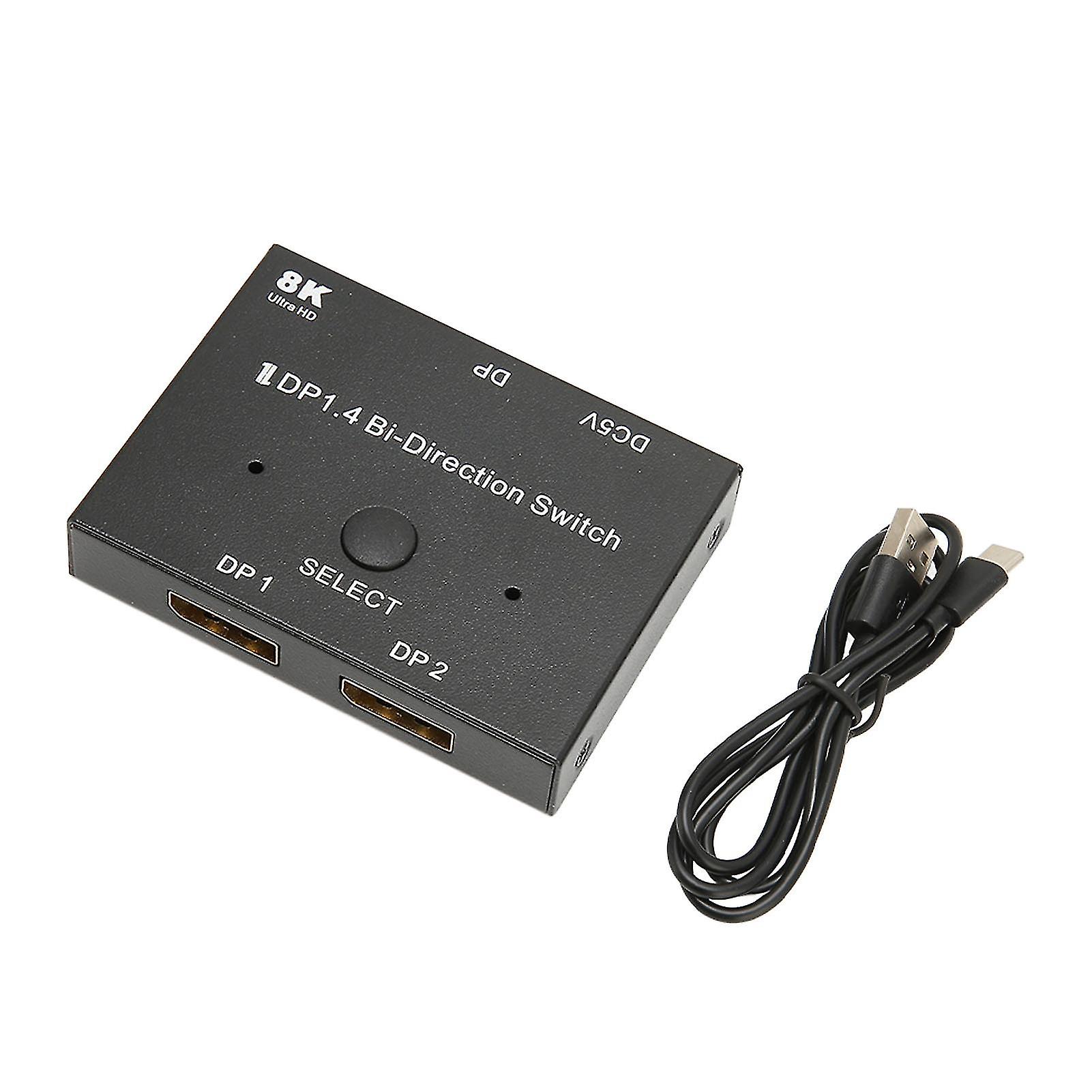 8K 60Hz DisplayPort 1.4 Switch Splitter - Bidirectional, Easy Setup for TV/Monitor