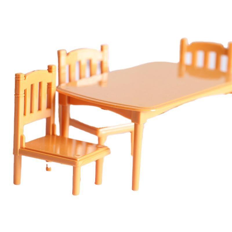 Miniature Furniture Toy Dolls House DIY Decoration Accessories Mini Combination Dining Table and Cha