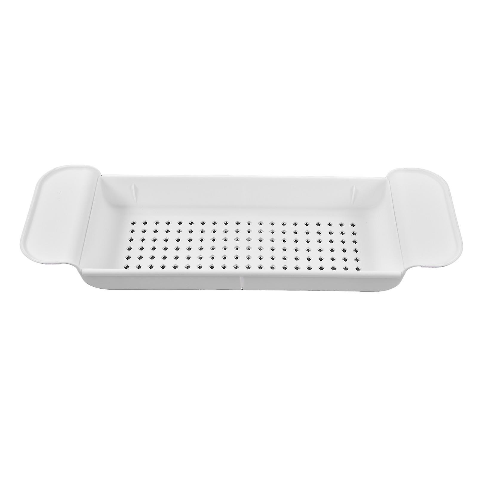 Multi-Function Non-Slip Extendable Bathtub Tray for Candles, Towels, Books, Wine, Phone, White
