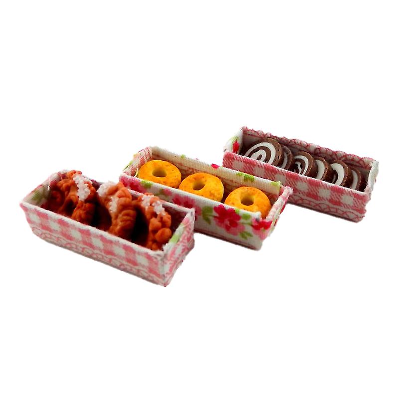 Dolls House Display Boxes Of Donuts & Cakes Miniature Bakery Shop Accessory