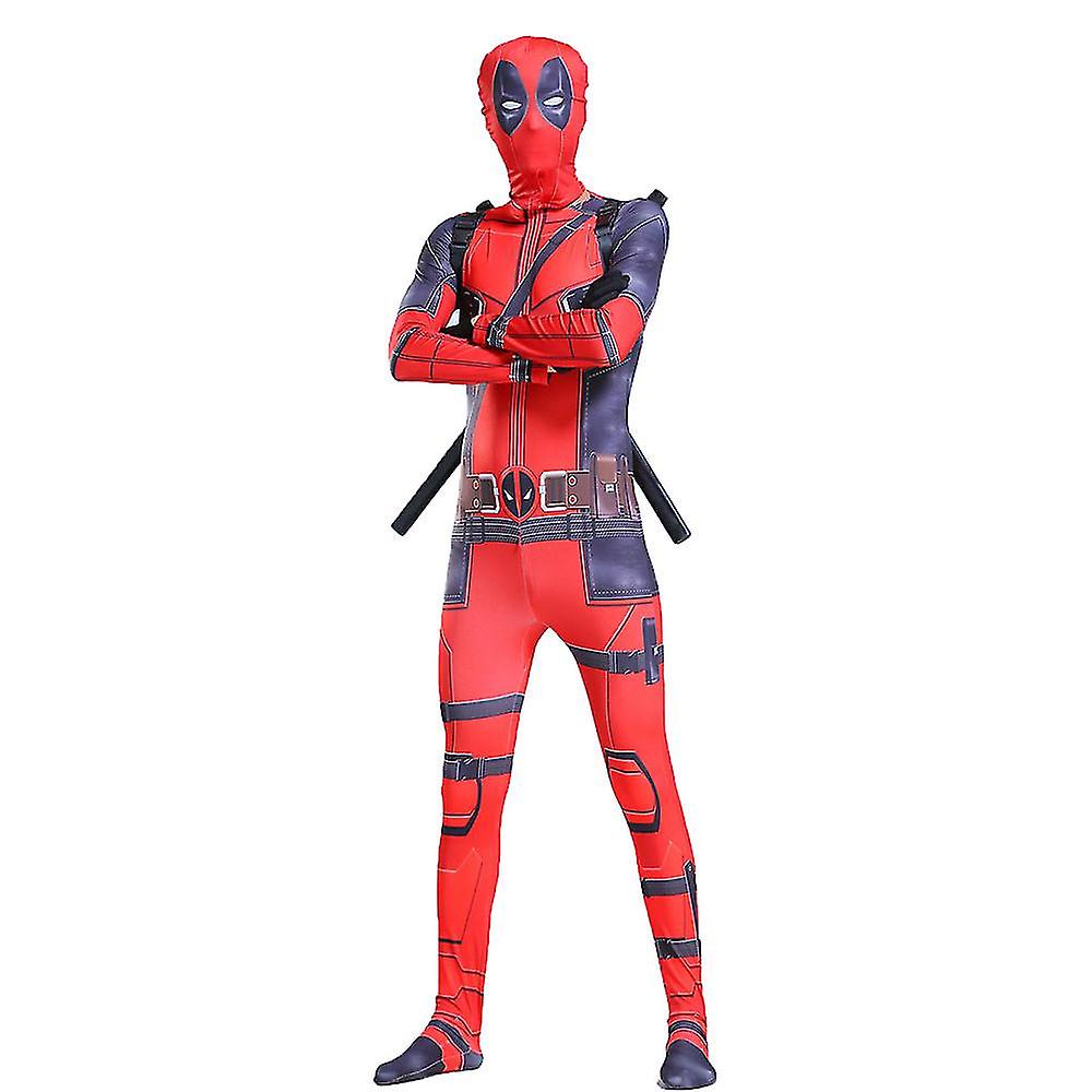 Lady Men Deadpool Cosplay Costume Jumpsuit Mask Sword X-back Belt ...