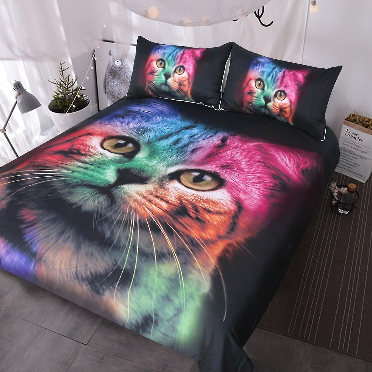 Cat Bedding For Girls Boys Cute Colorful Cat Pattern Bedspread 3d Printing Bedding Cat Theme 3 Piece