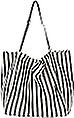 レディースストライプキャンバスショルダーバッグ、ビーチトートバッグ大容量ブラックピンストライプ