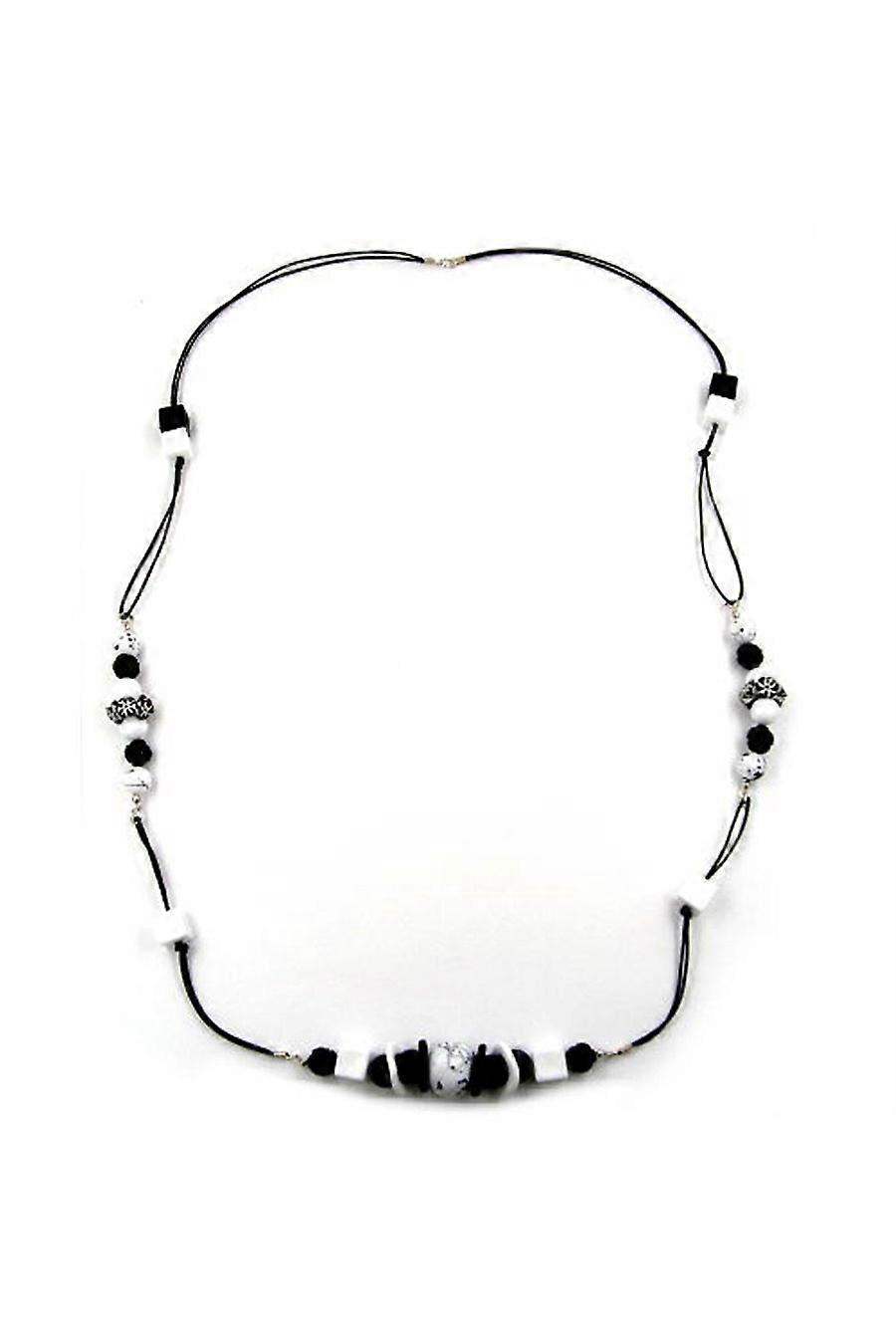 Necklace Beads Cubes Black-white 98cm - Gl02022