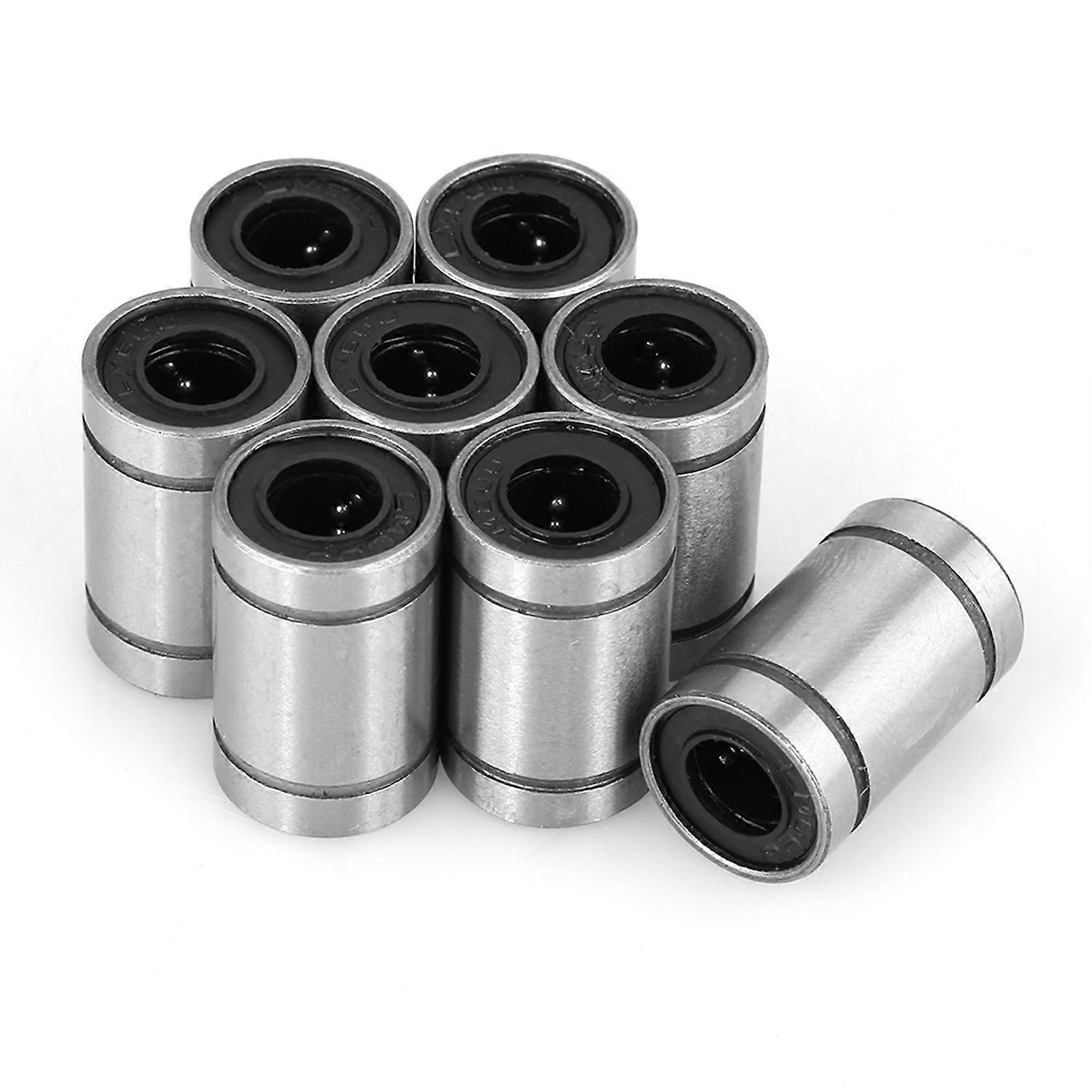 Linear Motion Ball Bearing,8Pcs LM6UU 6mm Linear Slide Bearings,Double Sealed Low Noise Linear Motion Bearing Bushing for 3D Printer CNC Parts