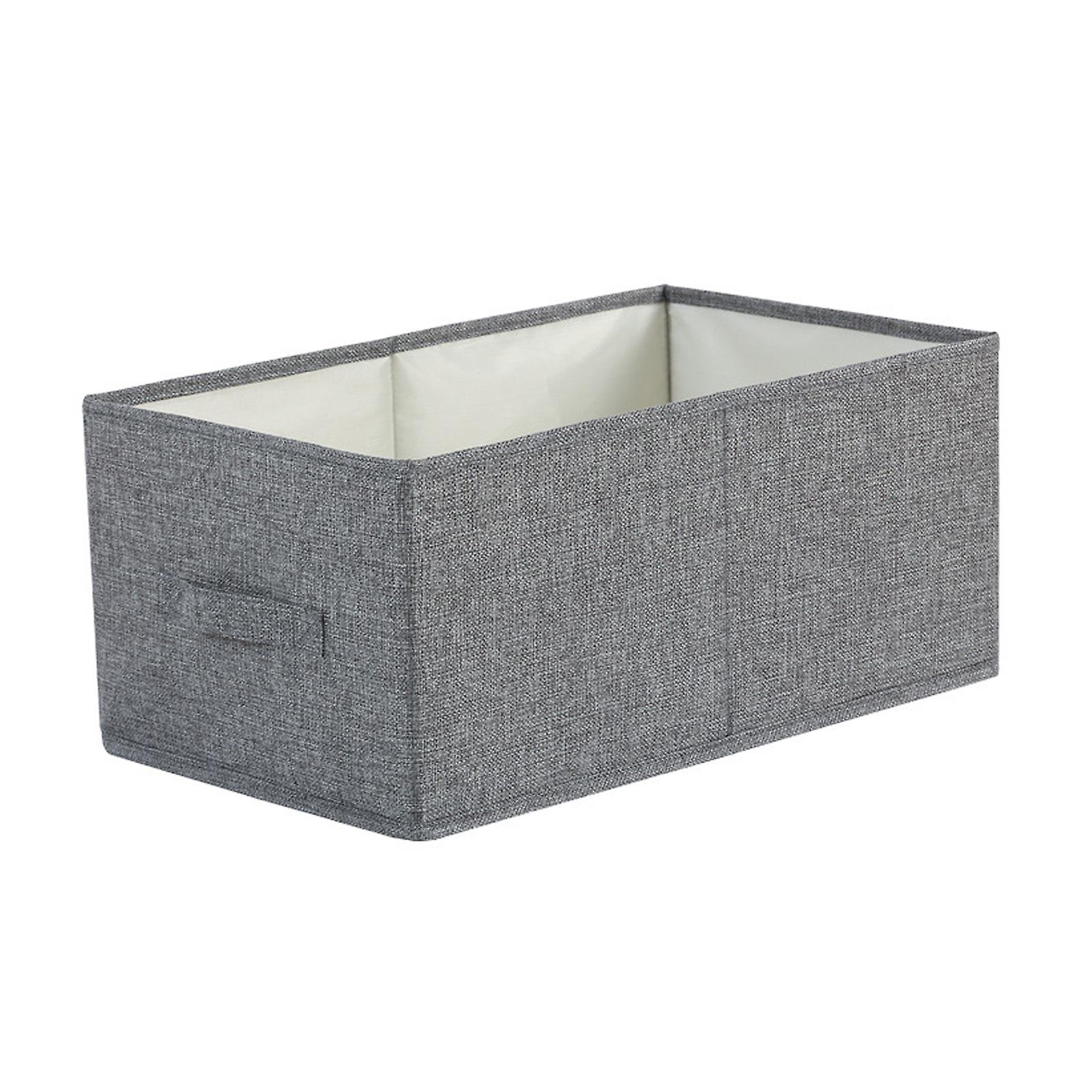 Grey Foldable Closet Storage Box with Dual Handles, 47x34x21cm