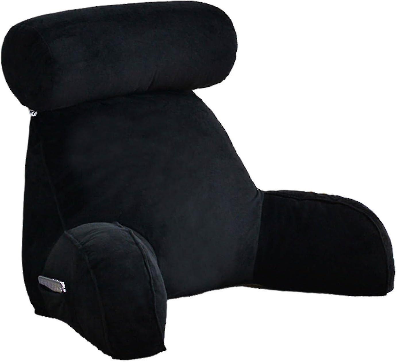 Reading Pillow, Backrest Pillow,back Rest Pillow For Sitting In Bed,large Adult Backrest With Arms,side Pockets, Detachable Neck Roll For Reading/watc
