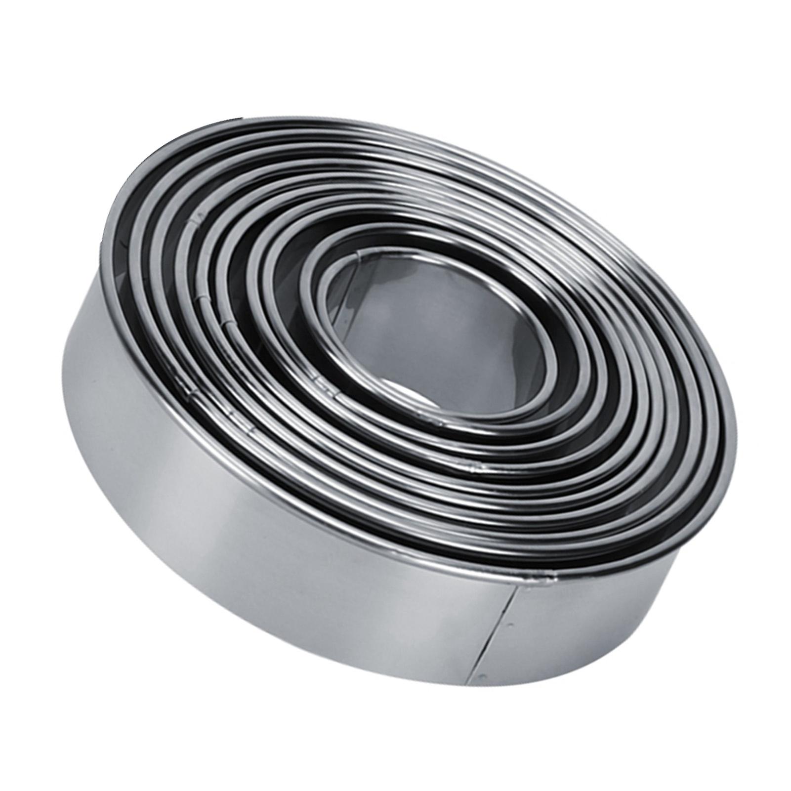 12 stk runde kakeformer i rustfritt stål, 3-12 cm diameter