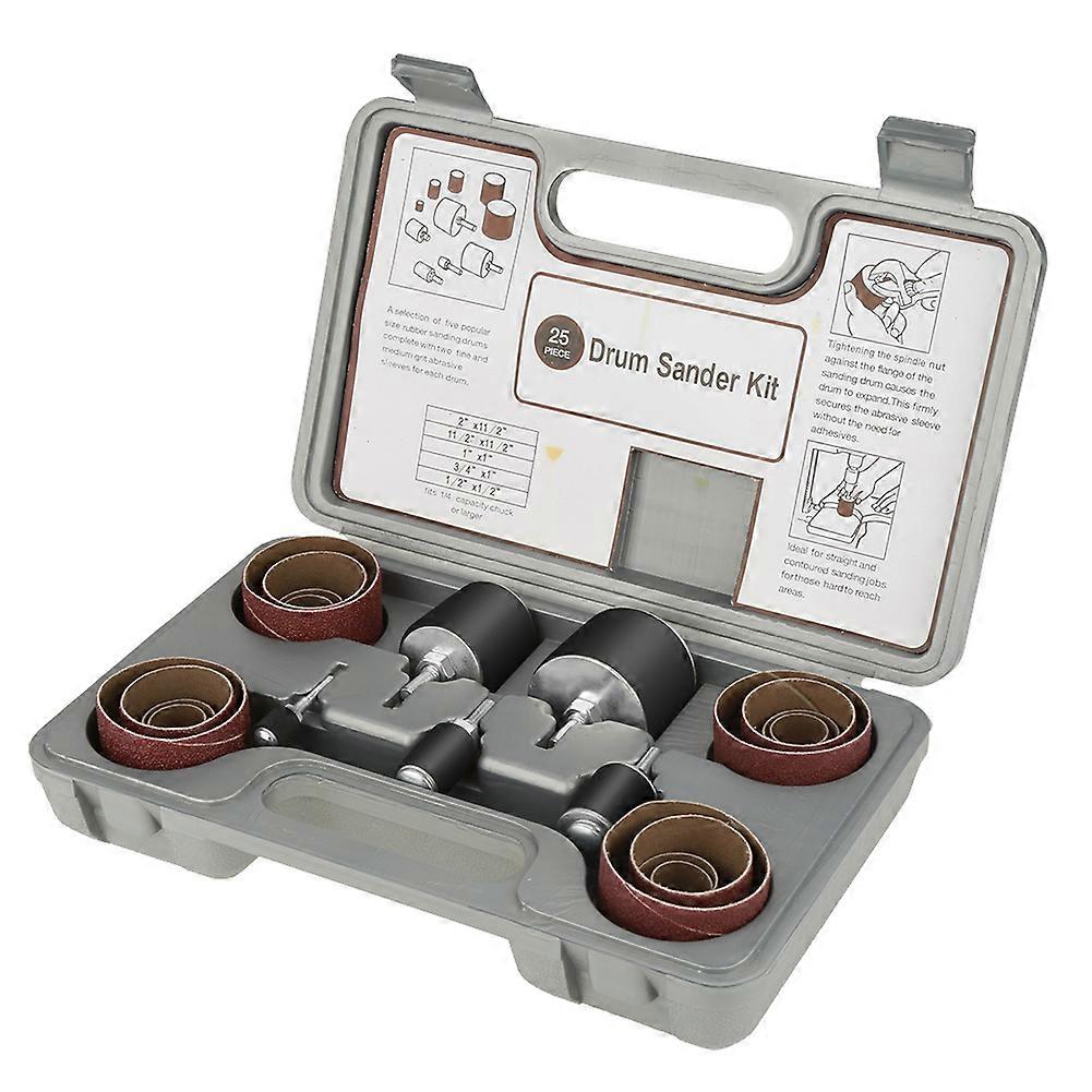 25pcs Spindle Sanding Drum Sander Tool Kit Set with Case for Drill Press