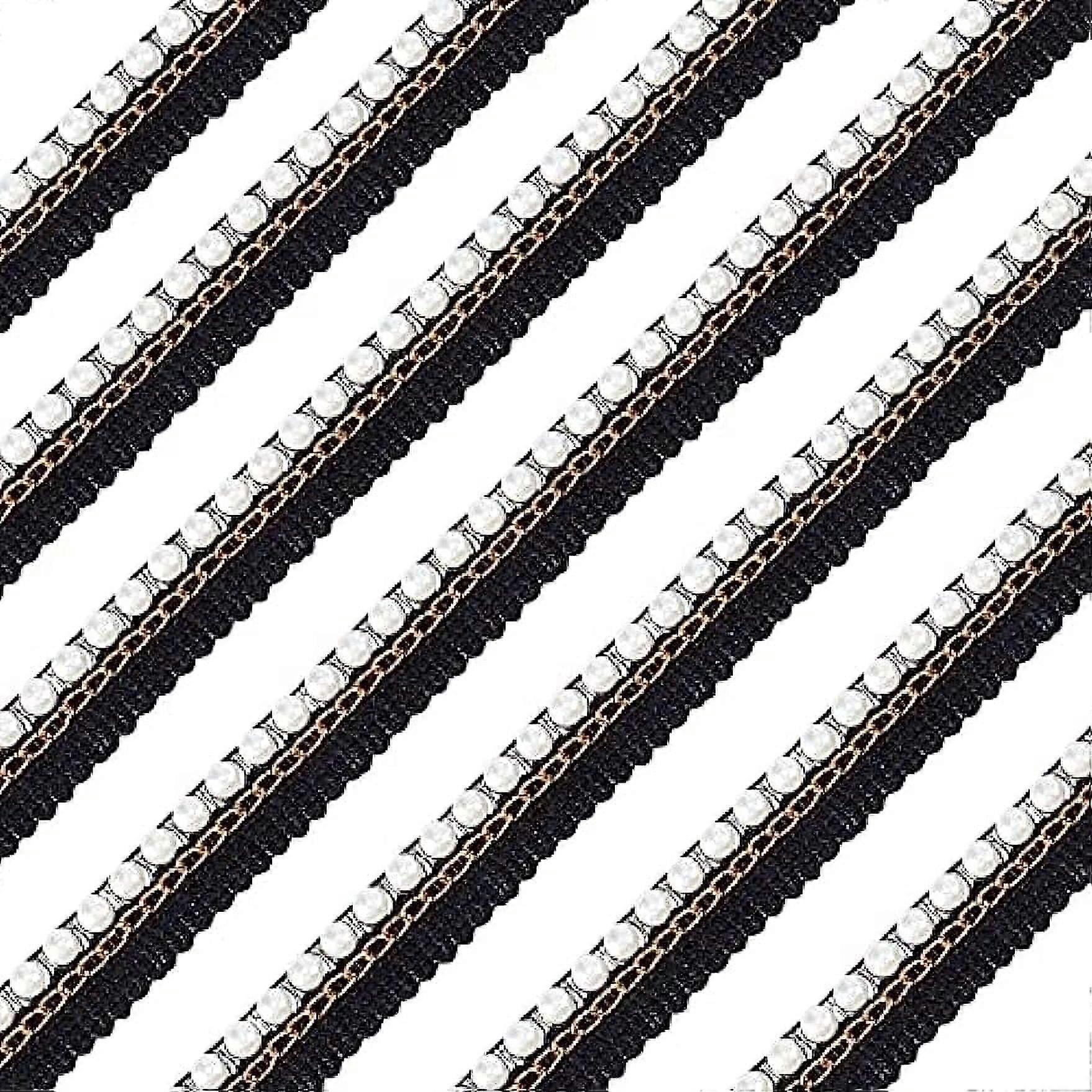 5 Yards Braid Trim 19mm Polyester Woven Gimp Braid Trim Decorative Fabric Trim with ABS Imitation Pearl