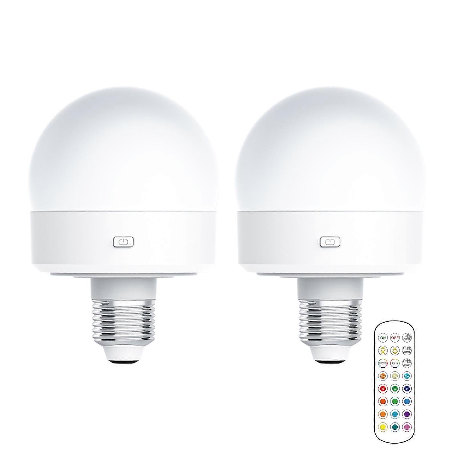 USB Rechargeable Light Bulb with Remote Control Timer Dimmable Easy to Install Battery Powered E27 Light Bulb RGB Lamp