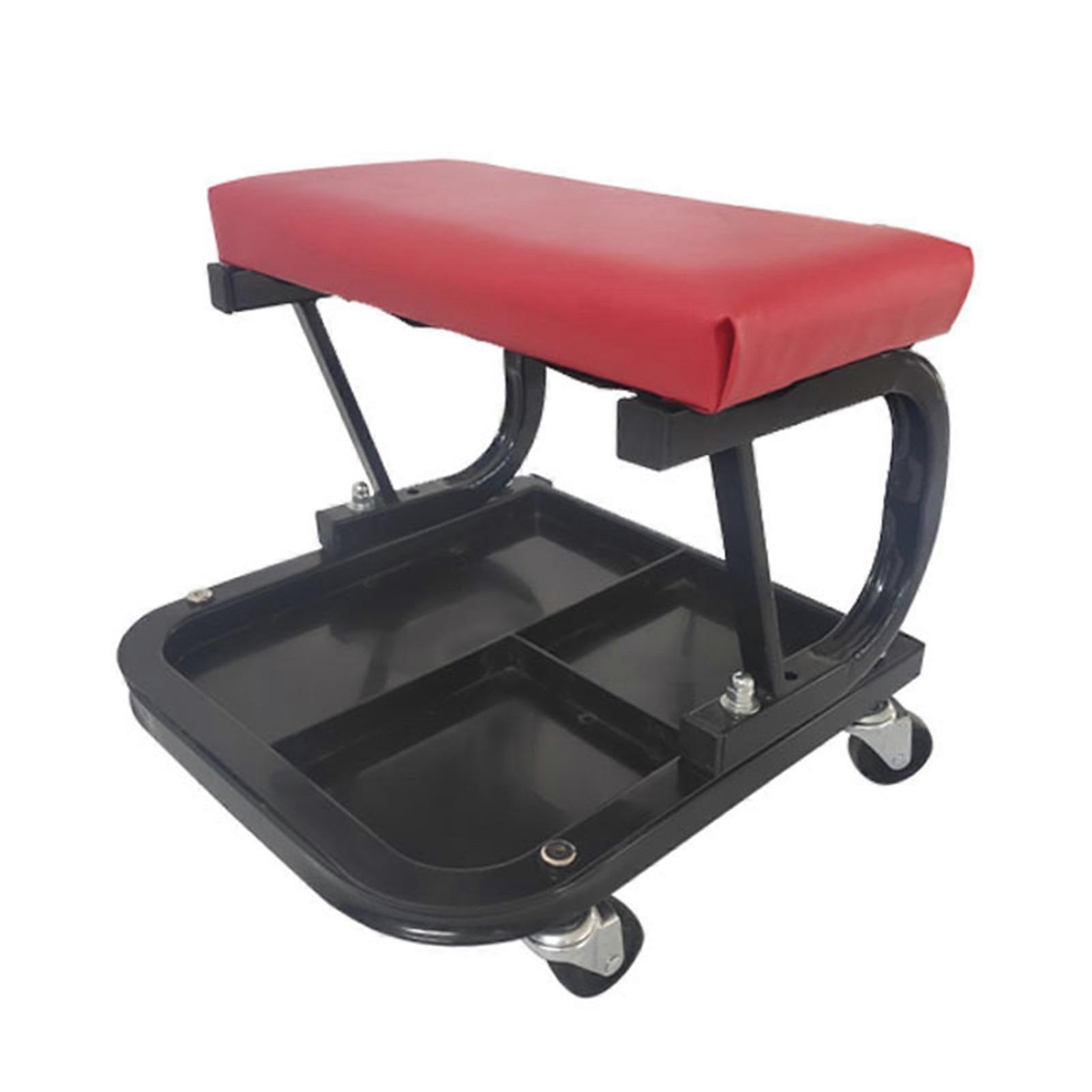 Rolling Garage Stool with Tool Tray High Capacity Sturdy Structure Comfortable Creeper Shop Seat