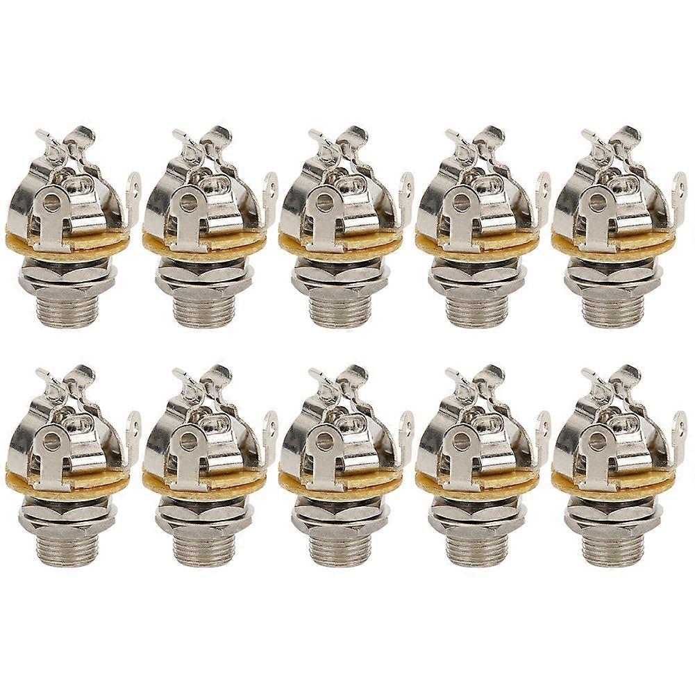 10pcs Guitar Jack Plug Socket Mono Silvermusical Instrument Accessories 1/4in