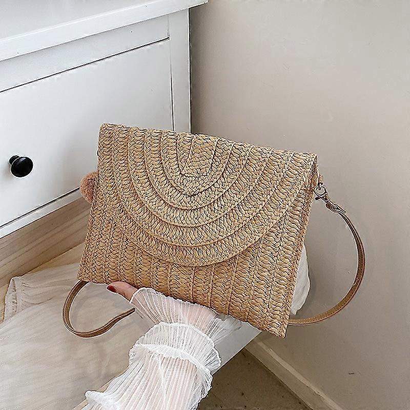 XIANRENGE קיץ חוף קש תיק מצמד תליון כדור חמוד תיק Crossbody לנשים תיק נצרים