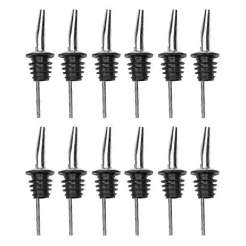 12pcs Acier inoxydable Classique Bouteilles Verseurs De liqueur coniques Spout Avec bouchons de poussière en caoutchouc Restaurants