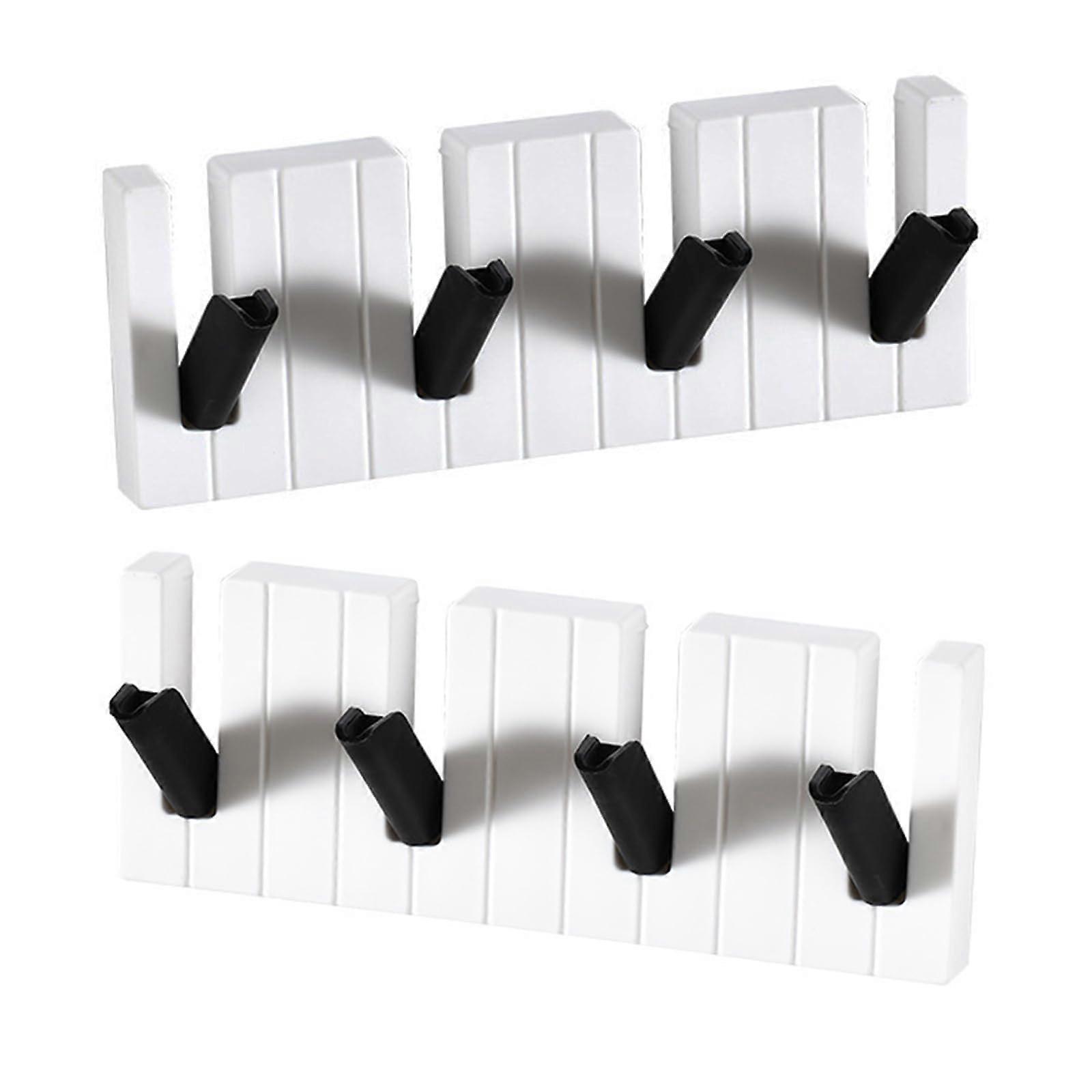 Pack of 2 coat hooks: modern and space-saving coat rack with 4 movable hooks for jackets, coat hooks for jackets, coats, scarves, handbags, black and 