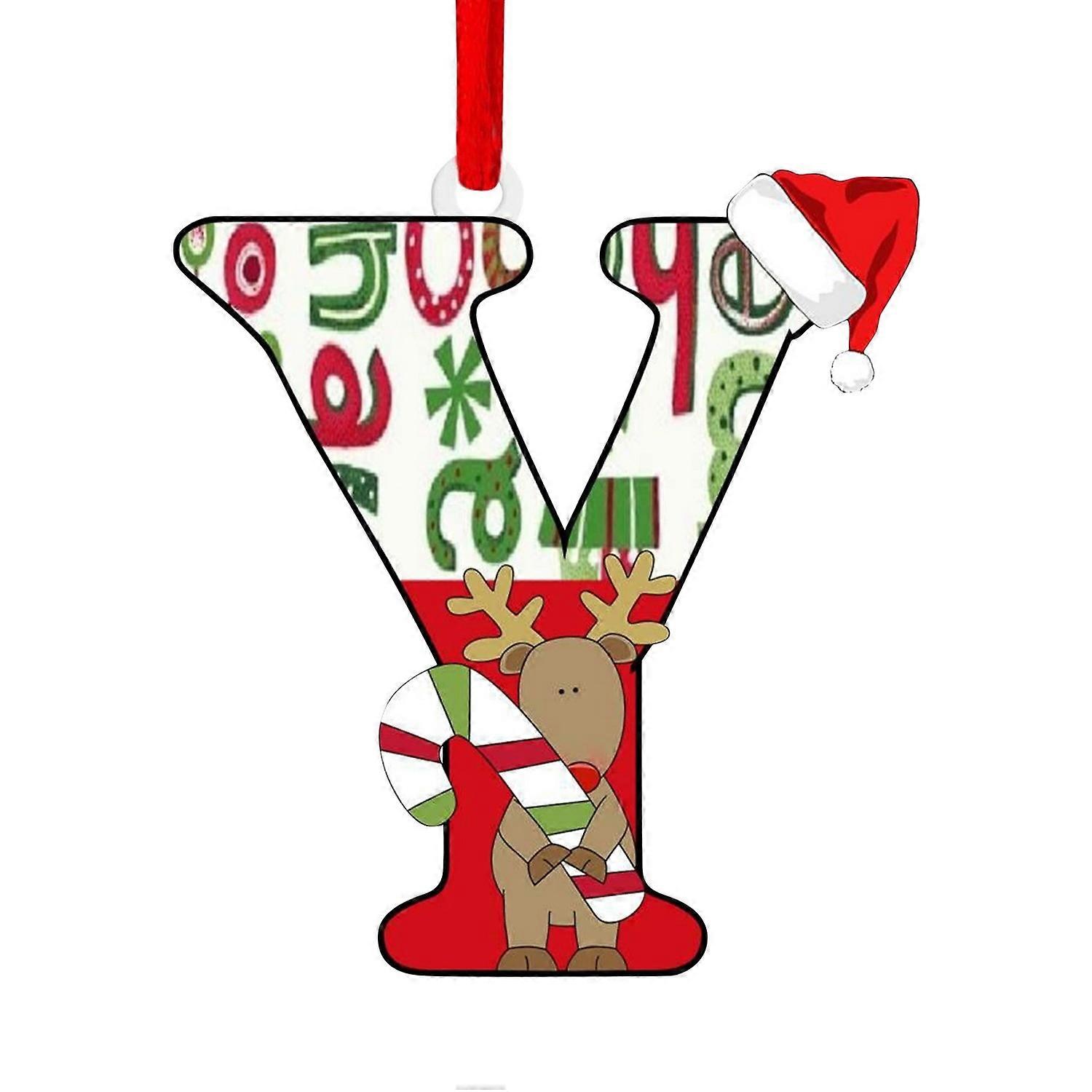Christmas Pendant English Letters Design Vibrant Color with Hanging Rope Acrylic Diy Pendant Xmas
