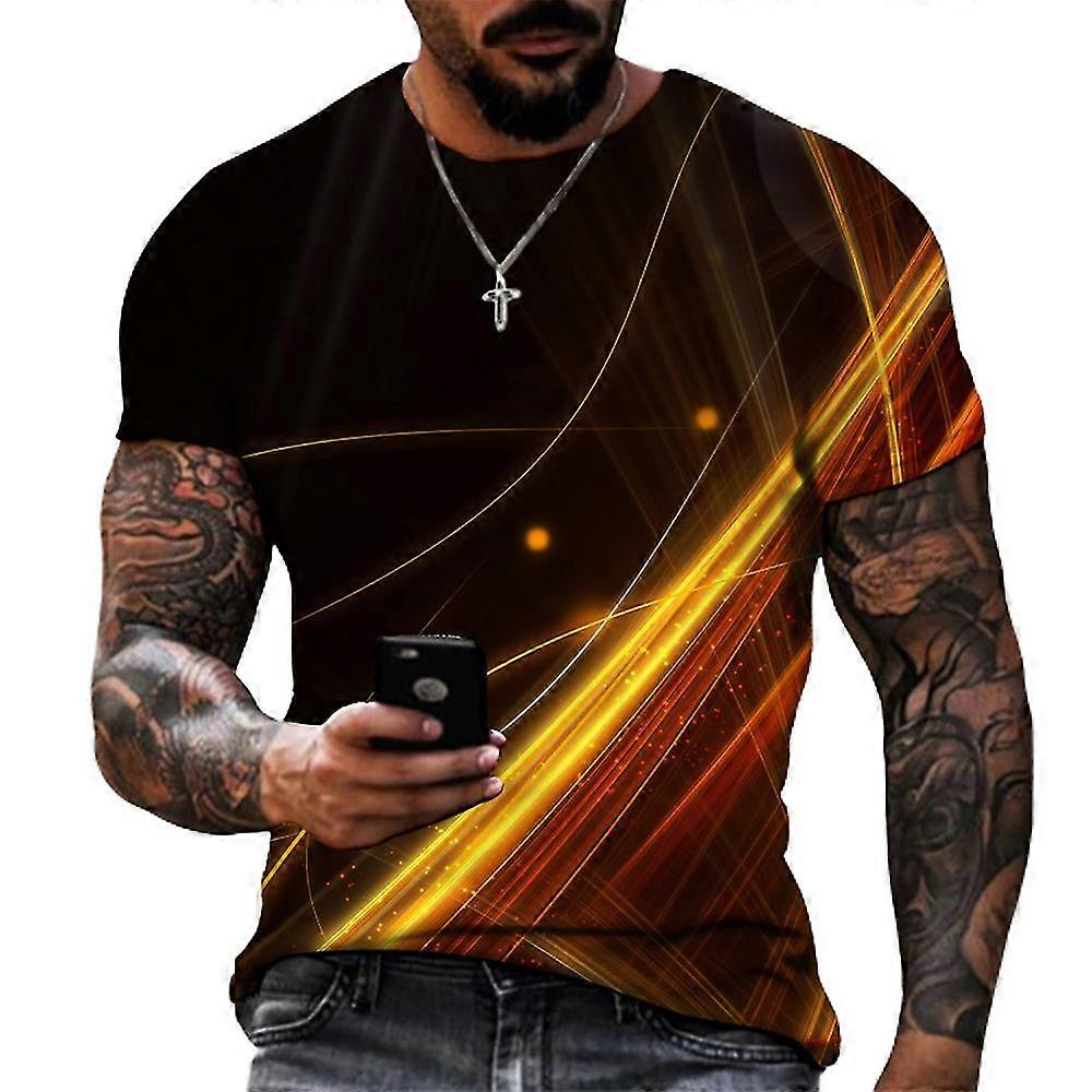 Men Summer Casual Printed Short Sleeve Muscle T-shirt Slim Fit Sports Gym Tops
