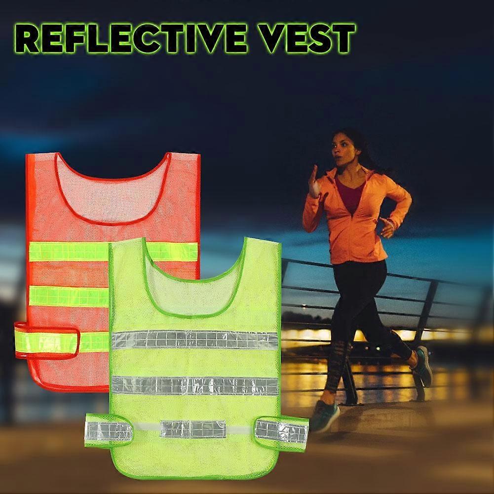 Fluorescent Yellow (B)$Mesh reflective vest Cycling running safety vest Mesh vest
