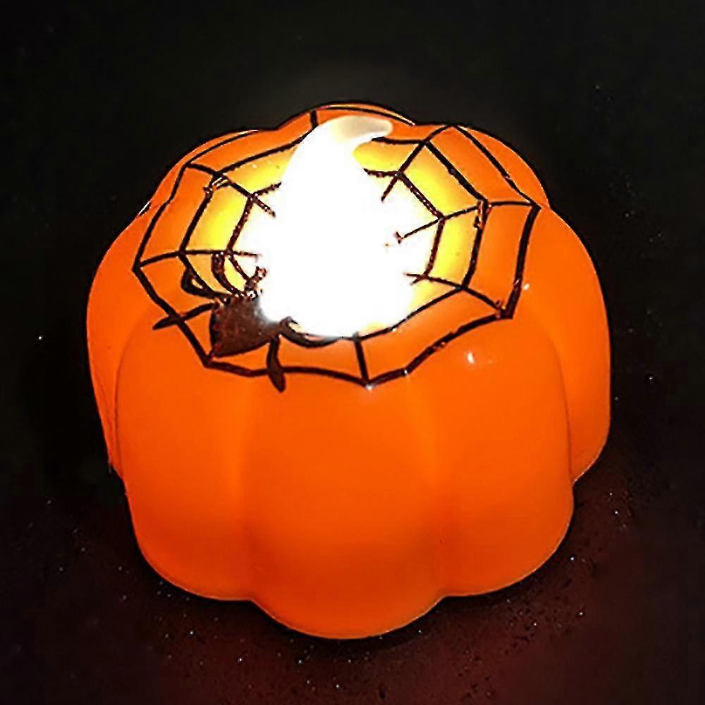 Led Pumpkin Spider Web Pattern Lantern Light Lamp Party Decor Prop