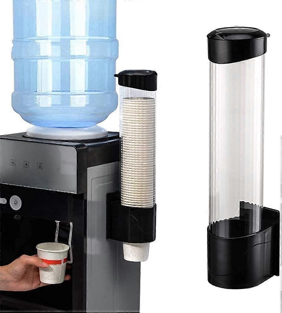 Wall Mounted Cup Dispenser  60-80 Plastic One Touch Door Button (Colour Black)