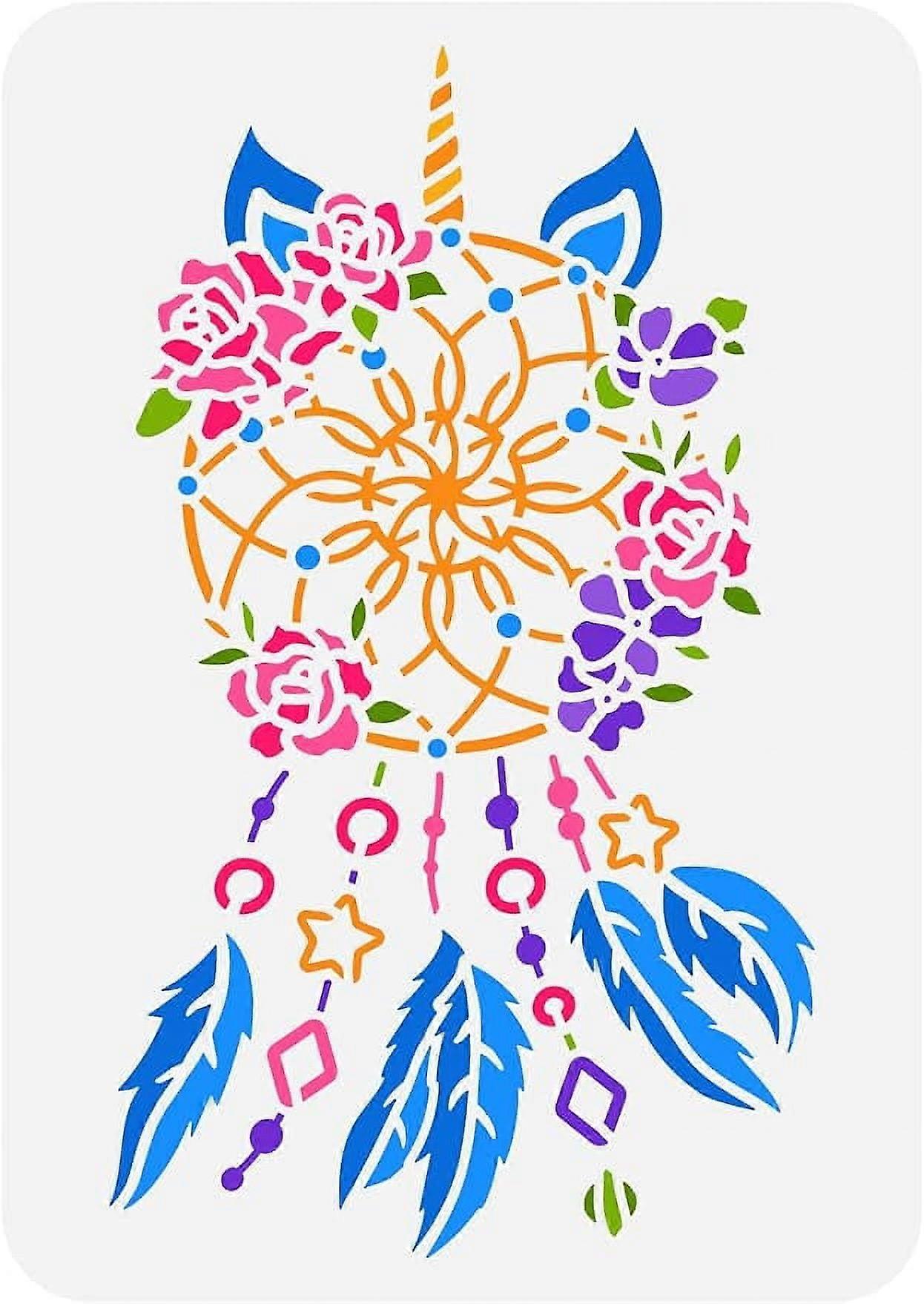 1Pc Unicorn Dream Catcher Painting Stencil Drawing Template for Photo Album Canvas Bag Fabric Clothes 11.7x8.3inch