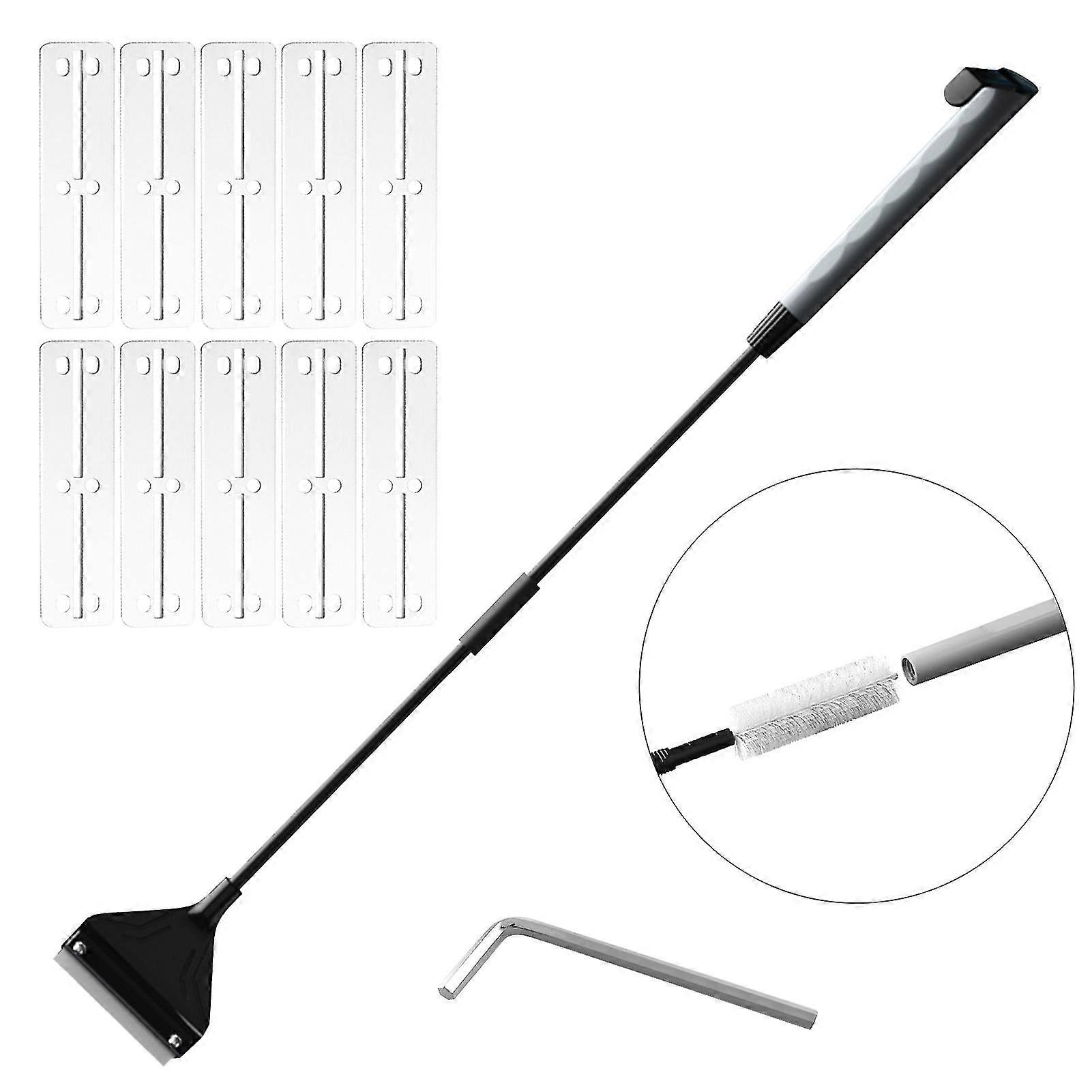 With 10 Pcs Replaceable Blades Aquarium Scraper Fish Tank Long Handle
