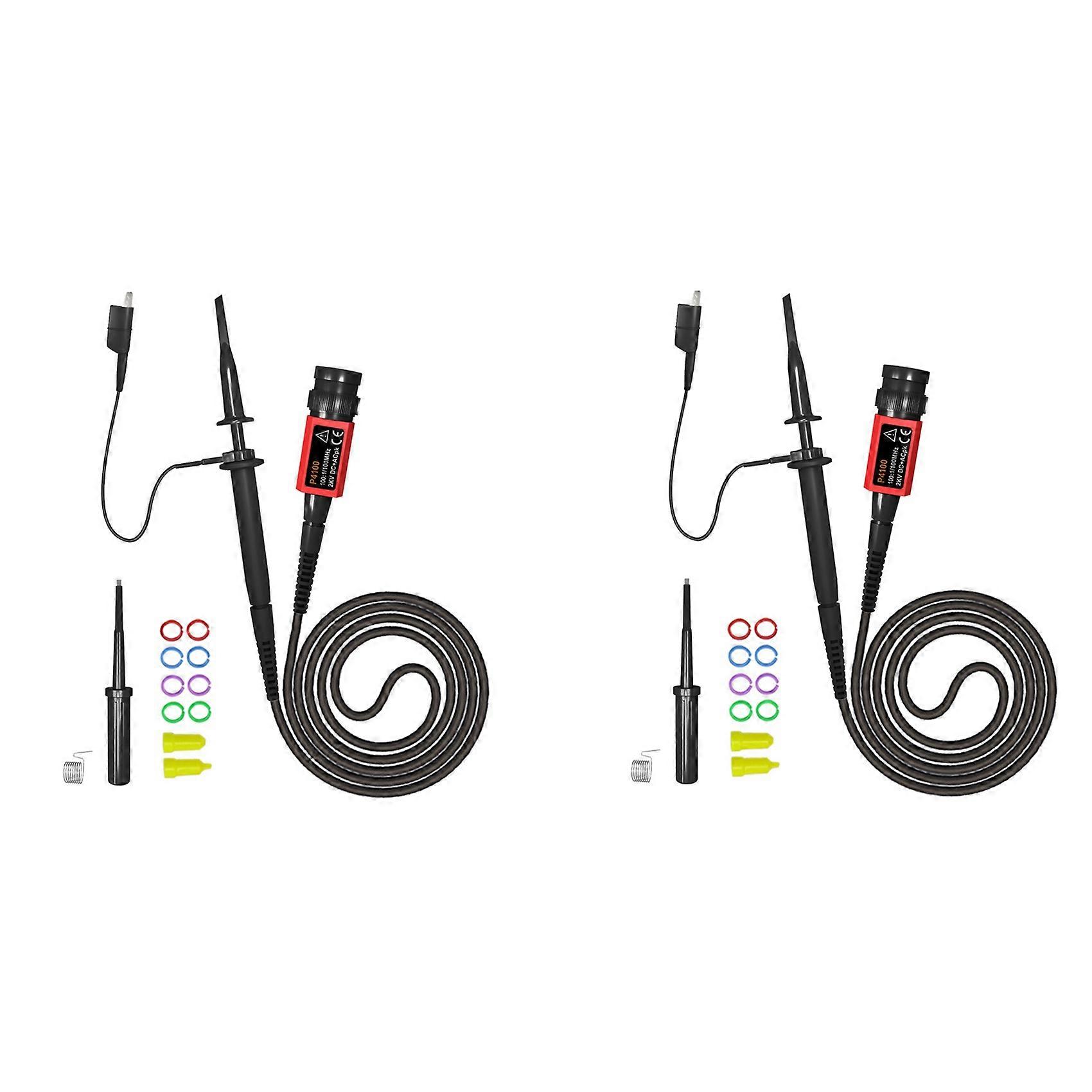 2X P4100 Oscilloscope Probe 100:1 2KV High Voltage 100MHz Safety BNC Connector for Oscilloscope Adj