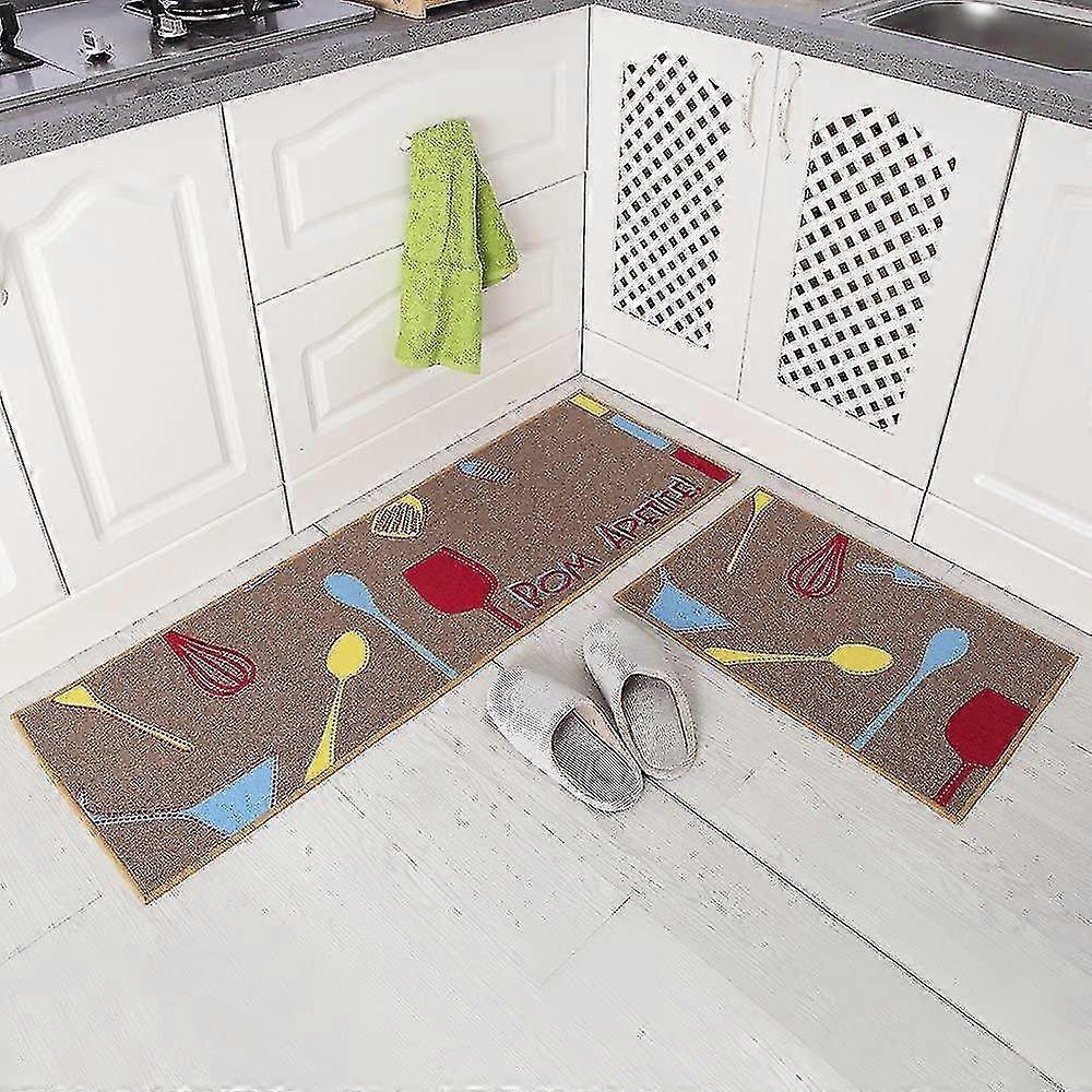 2 Pieces Non-slip Kitchen Mat Set Rubber Backing