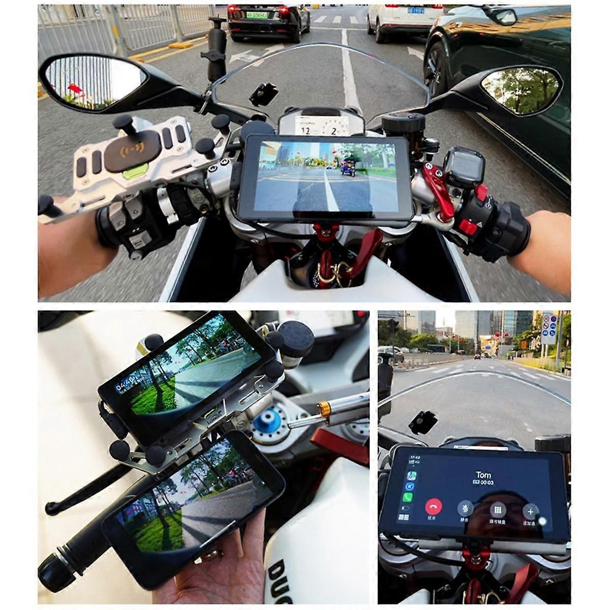 Motorcykel DVR Trådlös Carplay Android Auto TPMS Dubbla HD 2K-kameror GPS 5-tums WiFi-detektering Loop Inspelning G-sensor