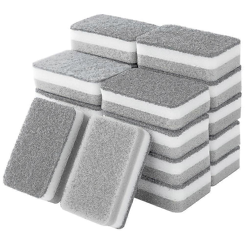 scrub dual-sided dishwashing sponge compatible with kitchen,gray 20 pcs