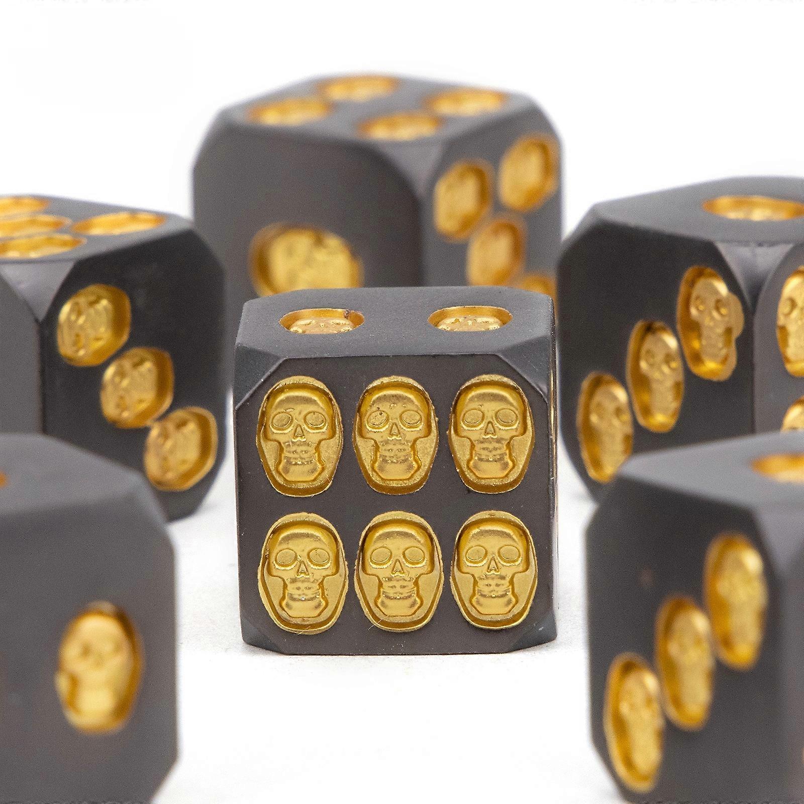 6pcs Skull Metal Dice D6 Dnd Dice Set Metal Dice Set For Dungeons And Dragons Halloween Skull Dices Role Playing Rpg Dice Set